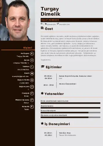 İnşaat Mühendisi Cv Örnekleri cv indir